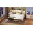 Daybed Twin with Pop Up Trundle, Farmhouse Wooden Day Bed Frame with 3 Storage Drawers and Shelves, Twin Daybed with Charging Station and LED Lights for Bedroom, Guest Room-1124053277-1131305966