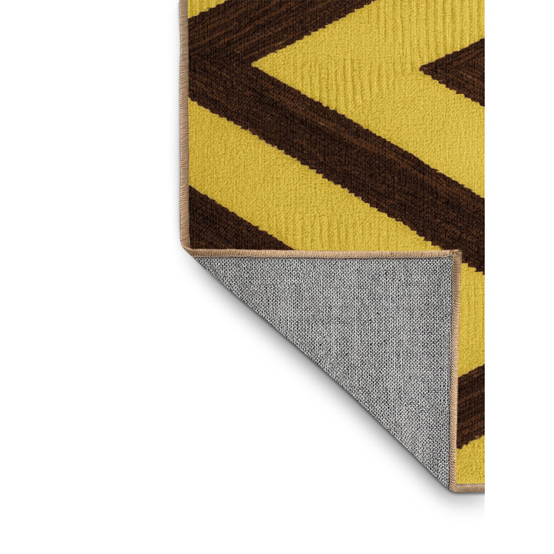 Machine Washable Checkered Brown Area Rug, Round 4'