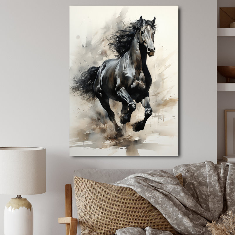 «Black Horse» - Impression, H 40 po x l 30 po x P 1,5 po, Toile tendue