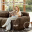 Canapé modulaire 80,4 po en chenille chocolat 2 places, avec coussins et sans assemblage, pour salle d'étude-1263002749