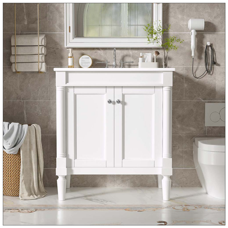 Meuble-lavabo 30 po avec lavabo en céramique, Blanc