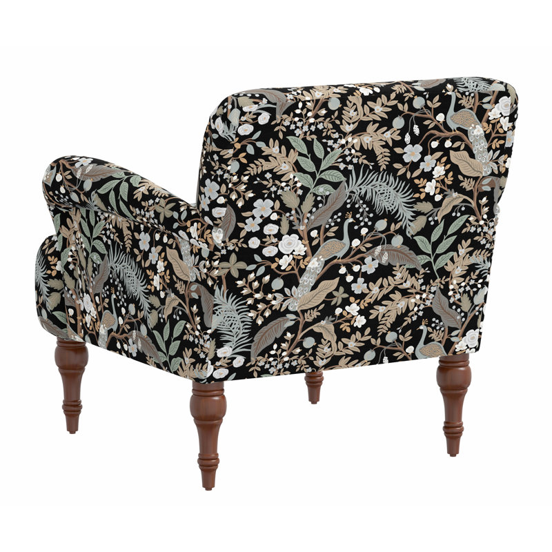 Rifle Paper Co. x Cloth & Company Bristol Armchair, Rpc Peacock Black Linen, Natural
