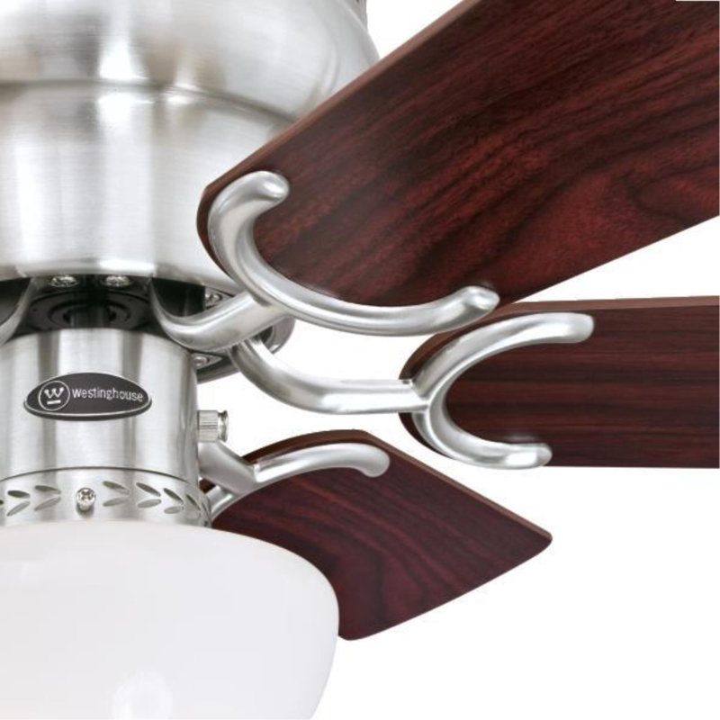 Muniz 30'' Ceiling Fan with Light Kit, Brushed Nickel with Rosewood/Light Maple Blades