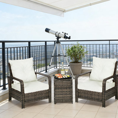 Wicker Table & Chairs,3 Piece Patio Furniture