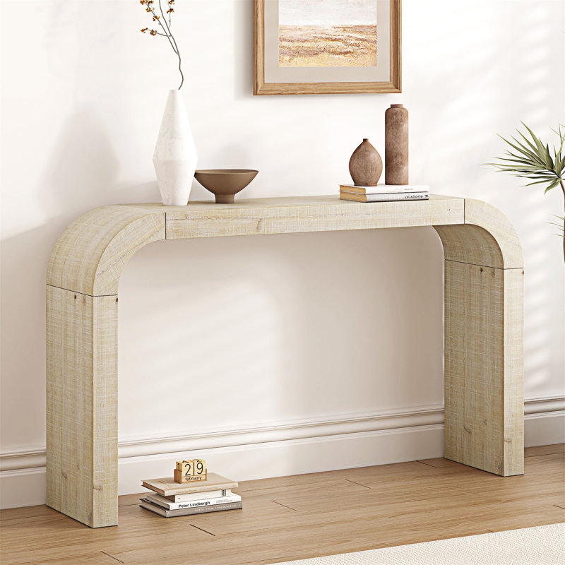 Console en bois avec bord incurvé, Naturel