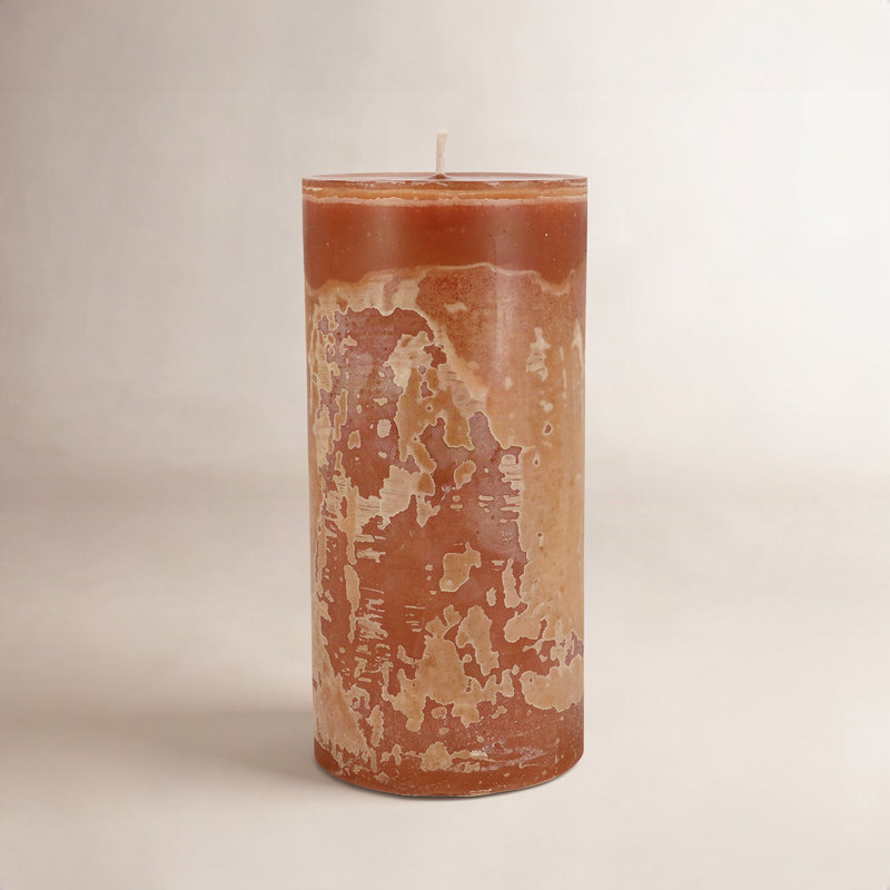 Bougie cylindrique sans parfum, Cognac, H 12,5 po x l 6 po x P 6 po