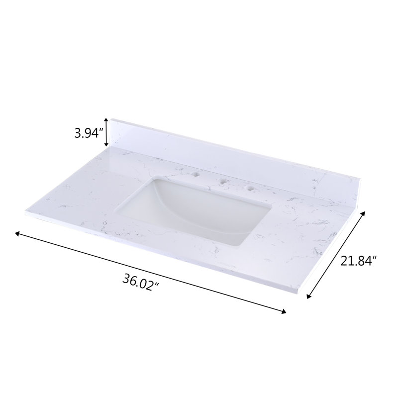 36'' Engineered Stone Single Bathroom Vanity Top with Sink