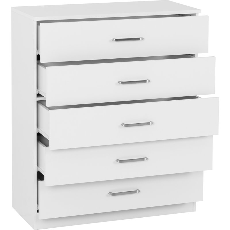 Sumrah 75cm W 5 - Drawer Chest of Drawers, White