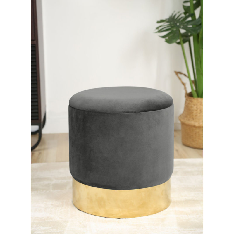 Ajla 39cm Wide Velvet Tufted Circle Pouffe Ottoman with Storage