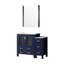 Bleu marine 42 po Meuble-lavabo large avec armoire latérale, comptoir en céramique blanche, miroir 28 commensurable, fermeture en douceur et comptoir à taches avec comptoir, tiroirs à fermeture appropriée, abondant