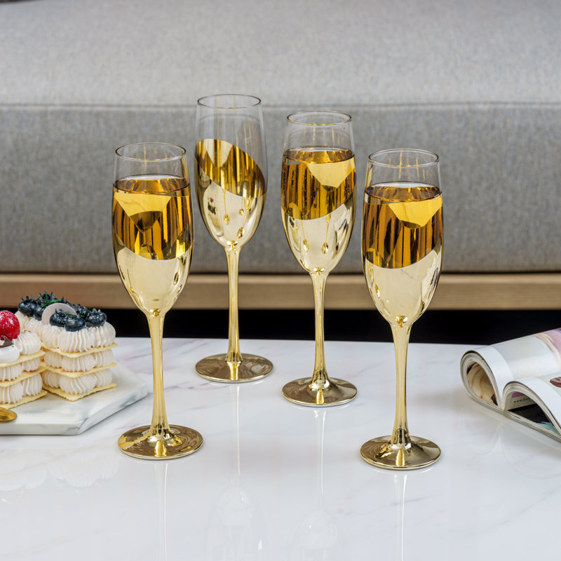 6 oz Mercer41 Terasha Ensemble de verres à pied en verre et flûte à champagne