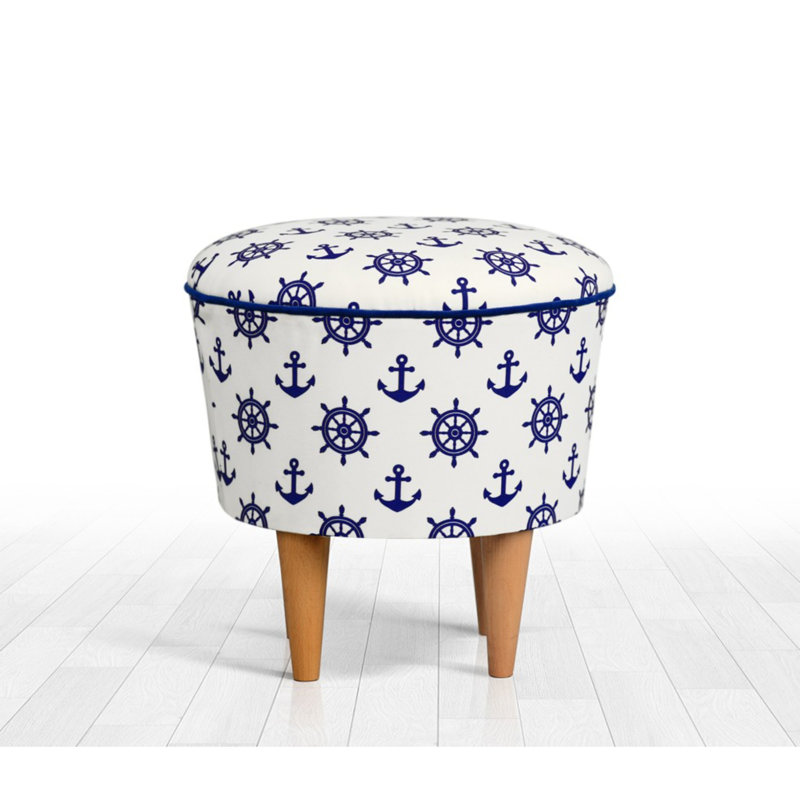 Beam 42cm Wide Round Geometric Footstool Ottoman