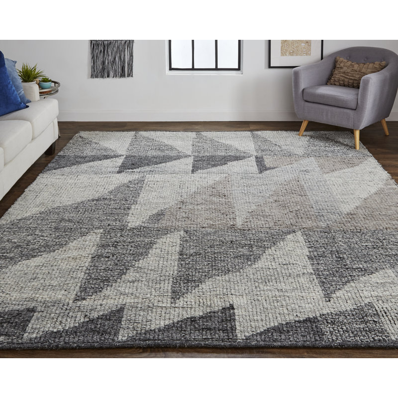 Tapis en laine Dashawn Minimalist, Rectangle 8 pi 6 po x 11 pi 6 po