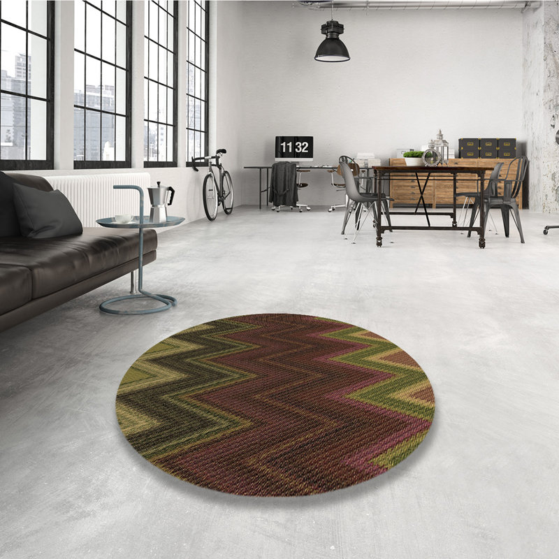 Chevron Indoor Rug, Round 5'