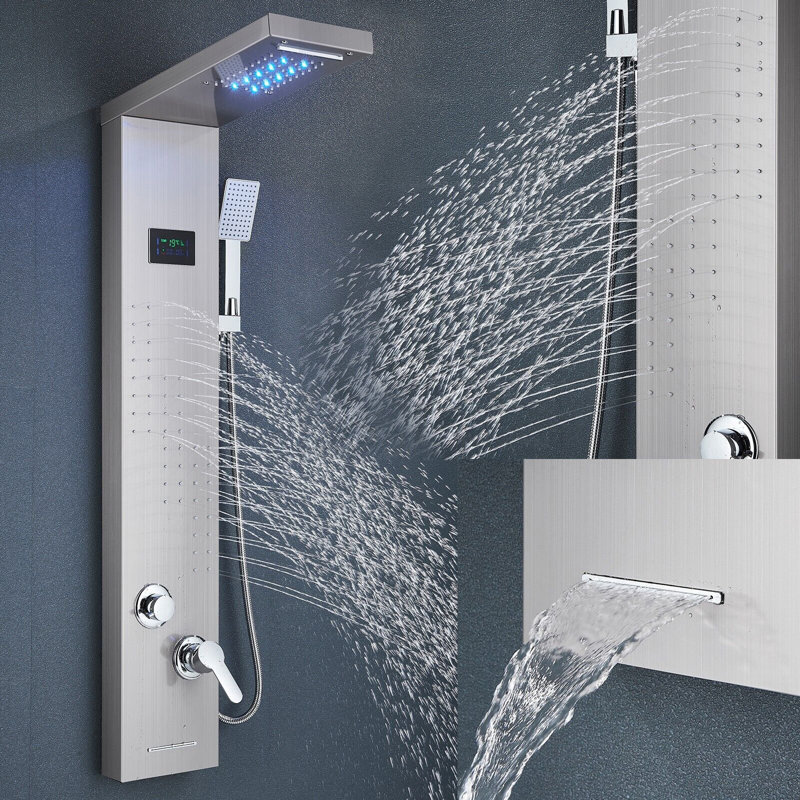 48 Shower Panel With Fixed Shower Head, Brushed Nickel
