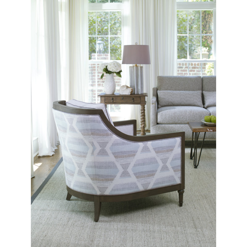 Vivian 30" W Armchair, 8789 Indigo 100% Polyester, Tobacco