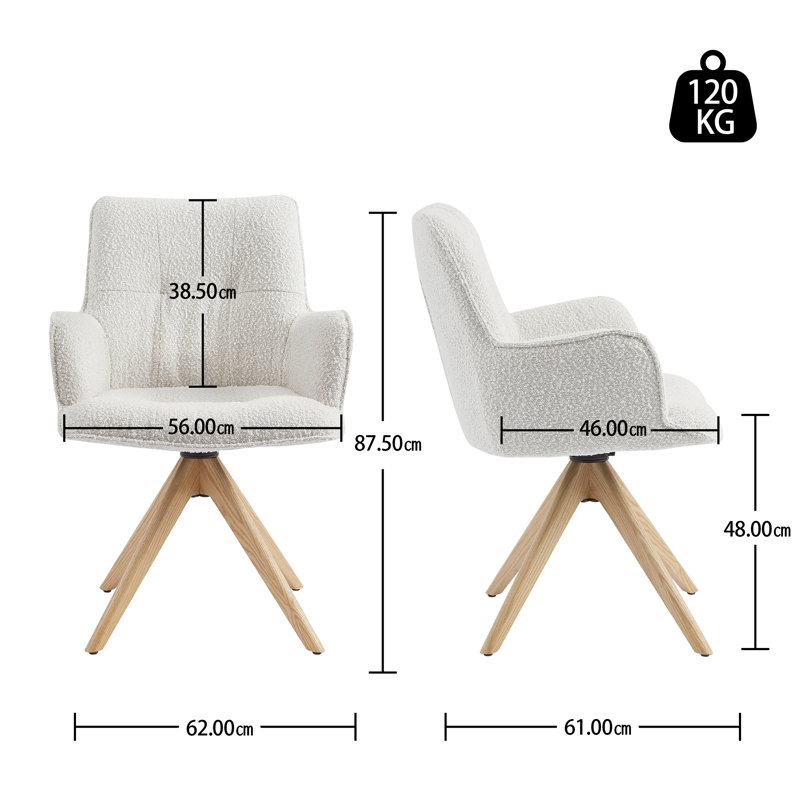 Task Chair, White Boucle
