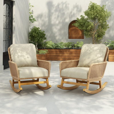 Chaise berçante moderne en osier avec coussins Modern PE (ensemble de 2)