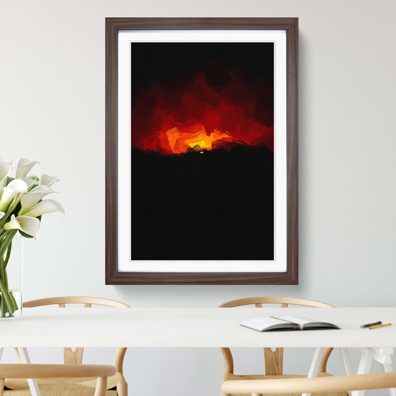 Striking Sunset in Abstract - Framed Print, 65cm H x 48cm W x 2cm D, Walnut Framed