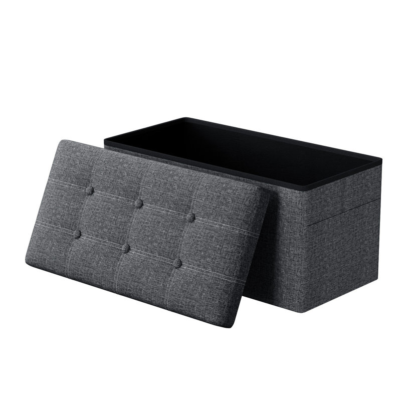 Fleurance 76cm Wide Tufted Rectangle No Pattern Footstool Ottoman with Storage, Grey