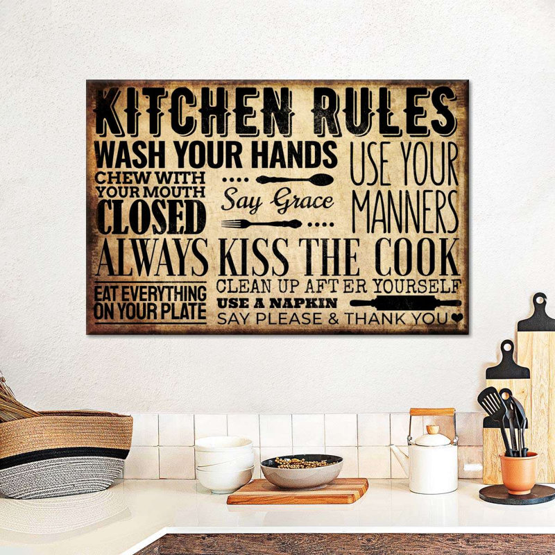 «Traditional Kitchen Rules» sur impression sur toile, H 45 po x l 30 po x P 1,25 po