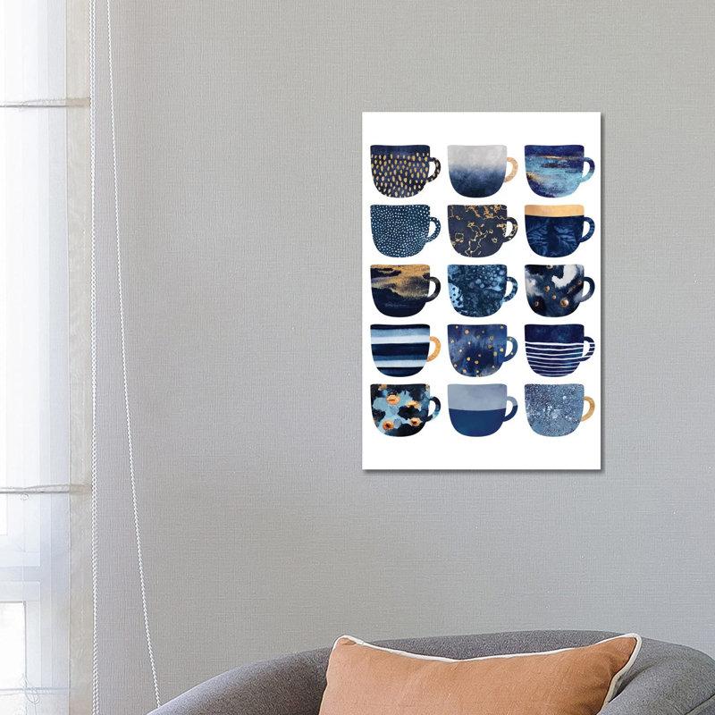Pretty Blue Coffee Cups I - Single Picture Frame Print on Canvas, 66.04 cm H x 45.72 cm W x 1.91 cm D, No Frame