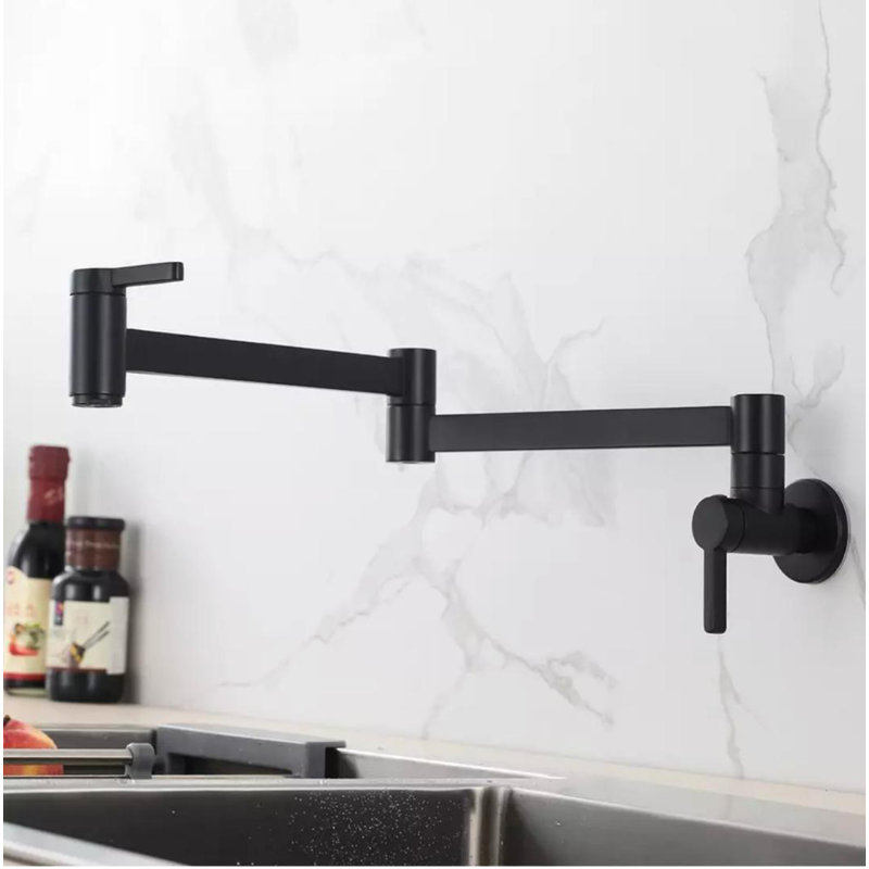 Robinet remplisseur de pot à poignée double classique 20 po avec accessoires, Noir