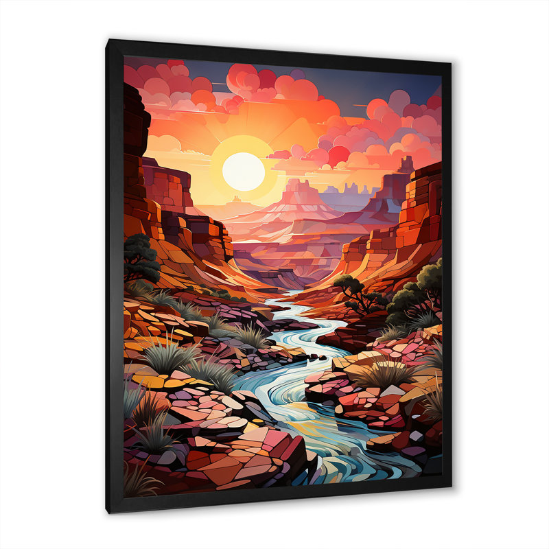 Canyon Canyon Sunrise Landscape, impression sur toile, H 32 po x l 16 po x P 1 po, Cadre simple noir
