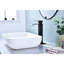 Robinet de meuble-lavabo à poignée simple, bec cascade, acier inoxydable noir mat et débit d'eau de 1,2 gallon par minute, poignée de l'ensemble de drain escamotable-124464704