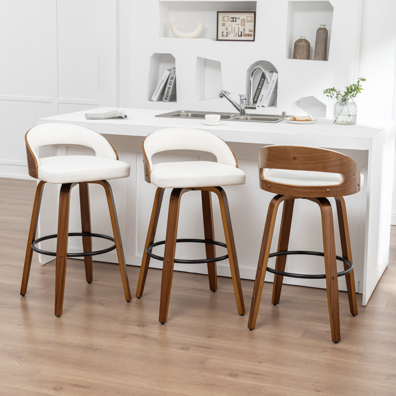 Ensemble de tabourets pivotants 3 pièces Carmavy, Tabouret de bar (siège d'une hauteur de 30 po), Blanc
