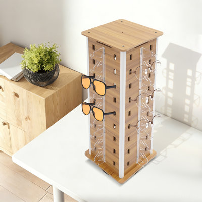 4-Sided Tabletop Glasses Display Tower, 36-Slot Spinning Sunglasses Holder, 25.98" H x 14.17" W