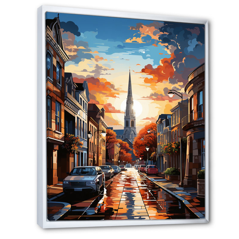 Latoyla City Charleston Popart IV sur toile, H 40 po x l 30 po x P 1,5 po, Cadre flottant blanc