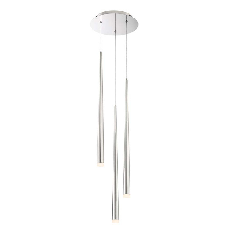 Luminaire suspendu 3 lumières Cascade, Nickel poli