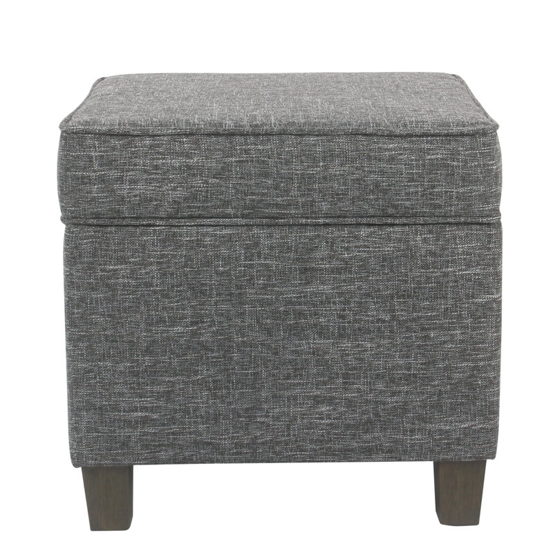 Asha 17.5" Square Storage Ottoman, Gray Heathered