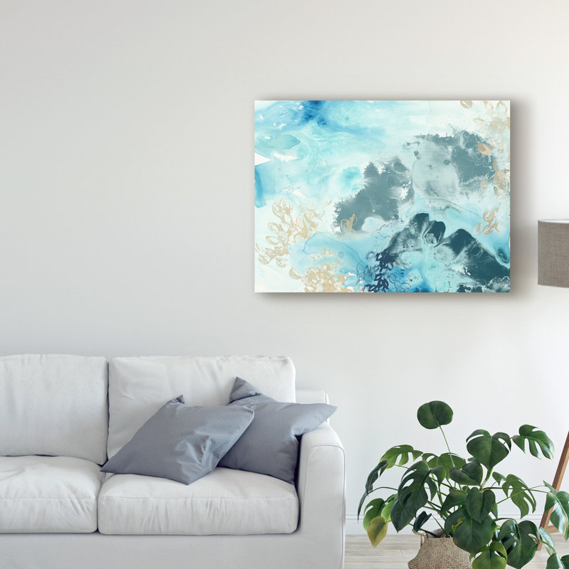 « aqua wave form i », reproduction de peinture à l’acrylique sur toile tendue, H 18 po x l 24 po x P 2 po