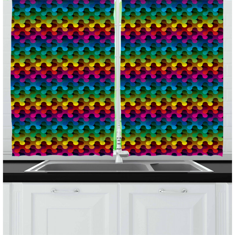 Abstract Pointed Kitchen Curtain