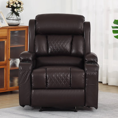 Lumir Faux Leather Single Recliner, Heated Massage Sofa Chair with Cup Holders -  Red Barrel StudioÂ®, 453CFB9AA14D4A898BD7D83EC0349C11