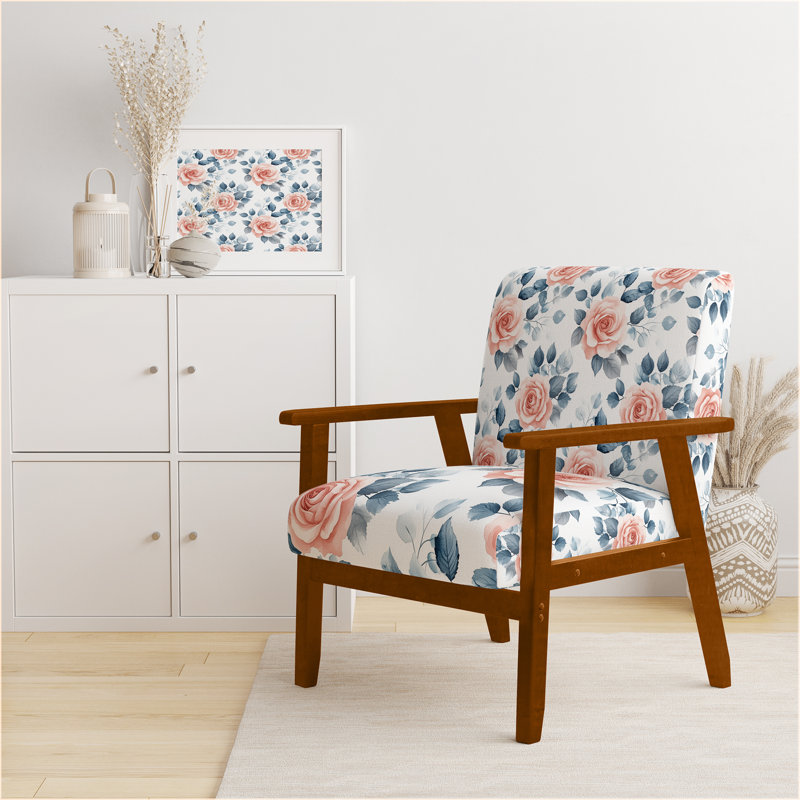 Fauteuil d'appoint romantique à motifs floraux pour filles - Fauteuil en velours vert pastel rose jardin
