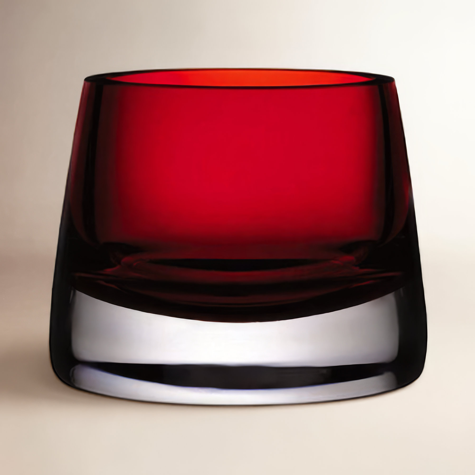 Joy Set of 2 Lead Free Crystal Votive Holder, Red, 2.52" H x 3.19" W x 3.19" D