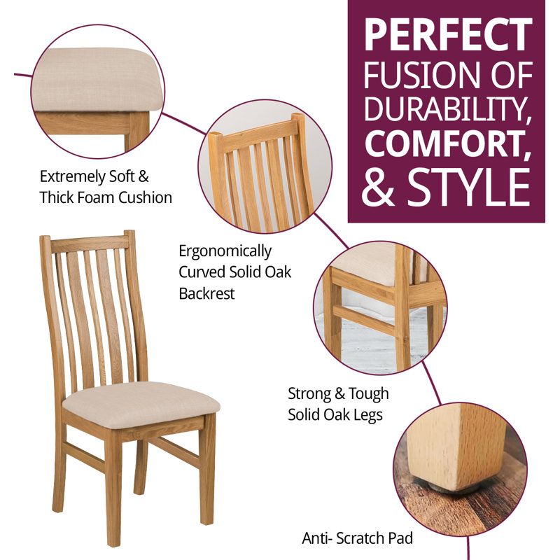 Sorrento 47cm H Fabric Upholstered Slat Back Side Chair, Beige