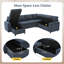 Canapé-lit modulaire en U convertible avec rangement, ports de chargement USB, porte-gobelets et revêtement en chenille, canapé-lit à 7 places-678975805