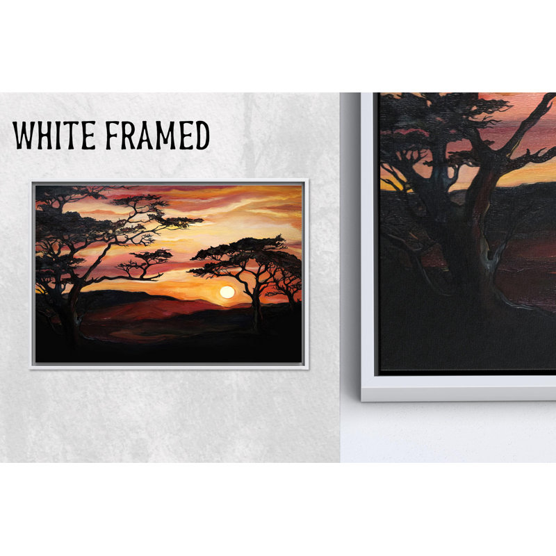 «Savannah Sunset», impression sur toile, paysage africain, art mural blanc 1P, 23,7 po H x 31,6 po l