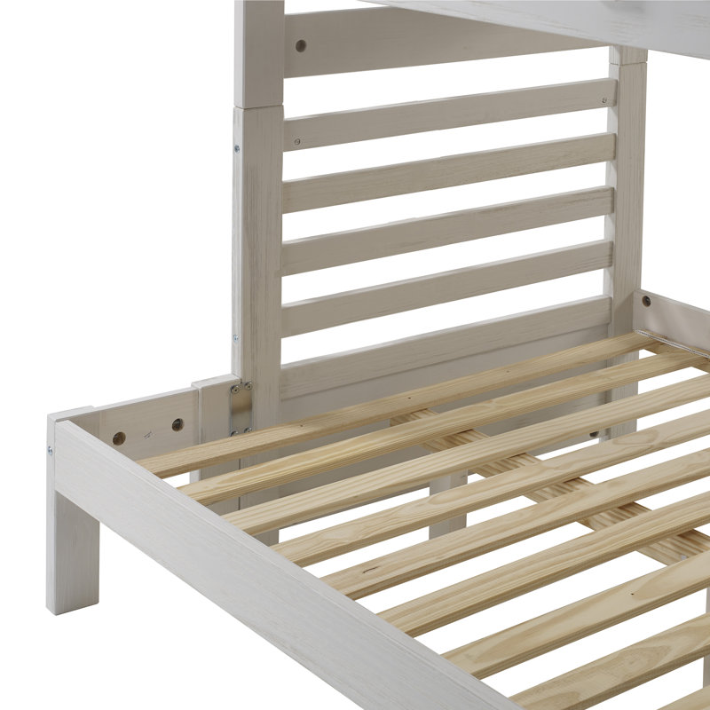 Huseman Kids Twin Over Full Bunk Bed, White Mist