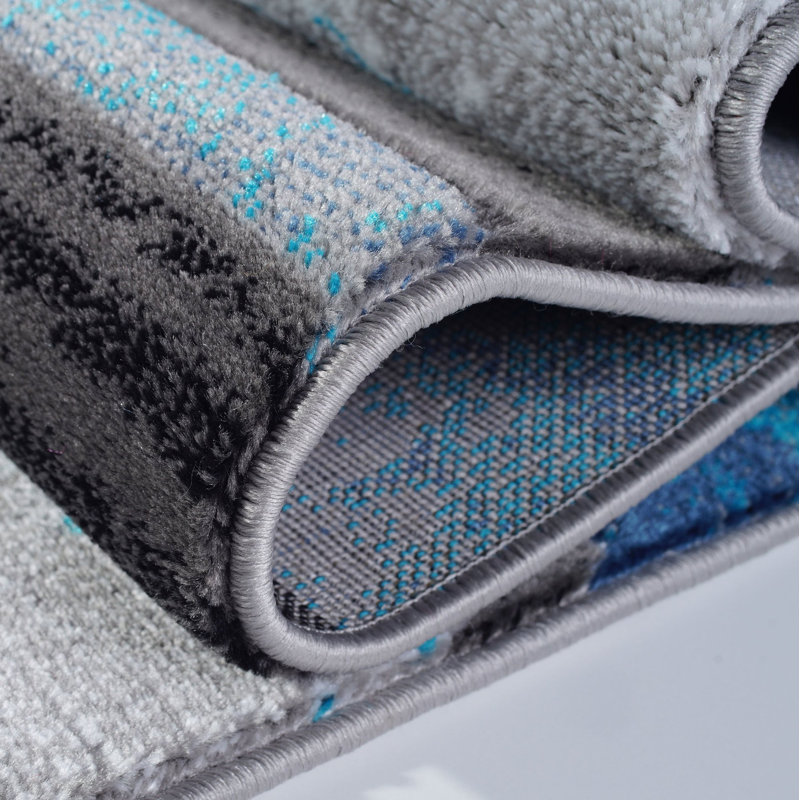 Tapis turquoise Grundie, Rectangle 2 pi 7 po x 4 pi 11 po