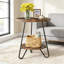 Table basse ronde à 2 niveaux - Table d'appoint industrielle avec tablette de rangement pour le salon, la chambre à coucher et le balcon - noir et brun