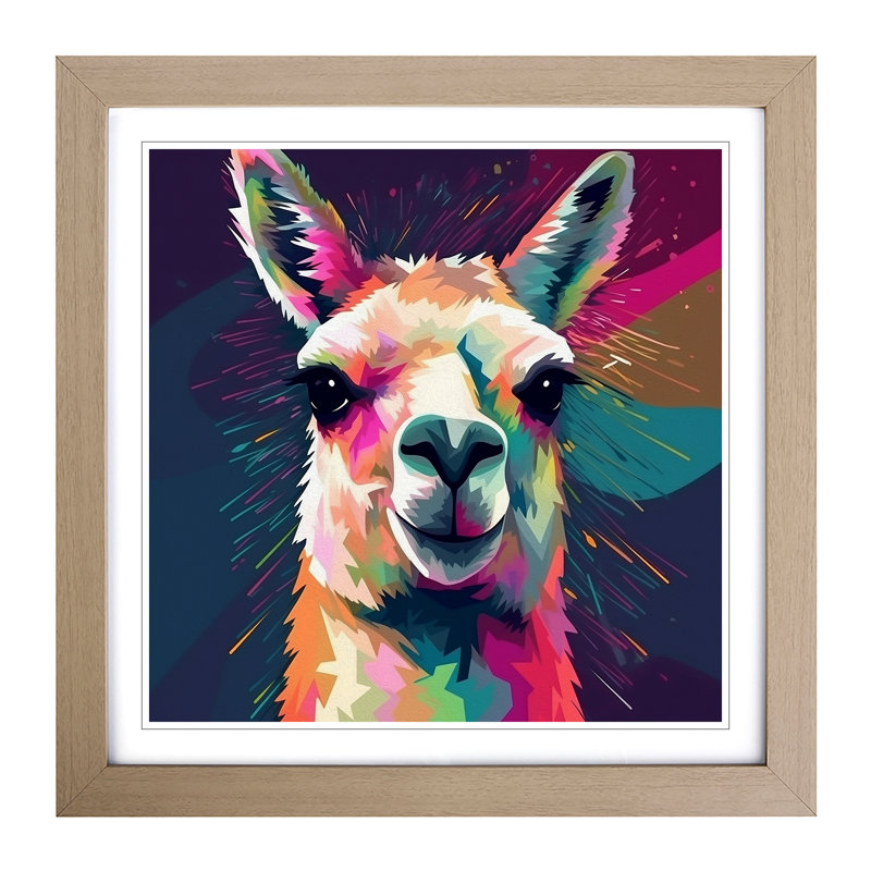 Llama - Framed Print, Oak