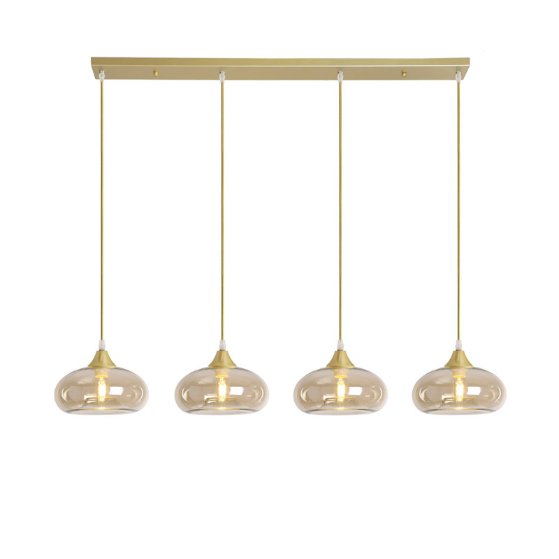 Inglesbatch 4 - Light Kitchen Island Pendant, Gold, Amber