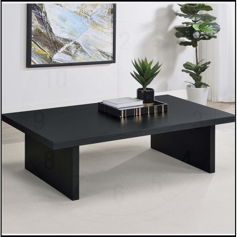 Table basse rectangulaire en stratifié avec finition noire durable Caroline