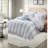 Blue Full/Queen Bedding Sets, Soft Microfiber Ruffle Comforter, Romantic Bedroom