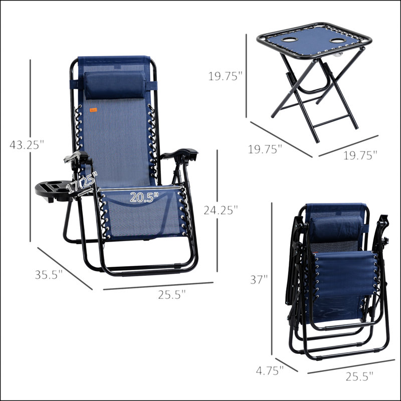 Zero Gravity Chair Set With Side Table
